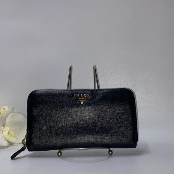 Prada Handbags - Authentic Prada Saffiano Metal Large Zip Around Wallet